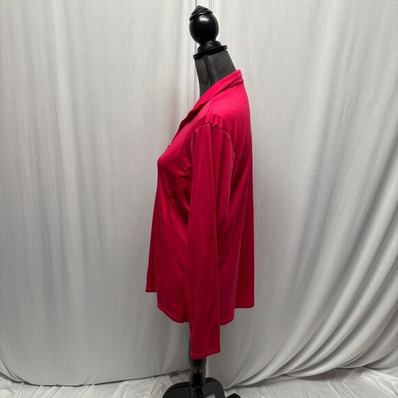 Sport-Tek Top Womens Size Large Fuchsia Long Sleeve Pullover Comfy Activewear - Picture 3 of 9